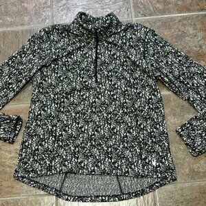 Spyder Active Pullover Womens XL Black White 1/4 Zip Fleece Sweater Athletic